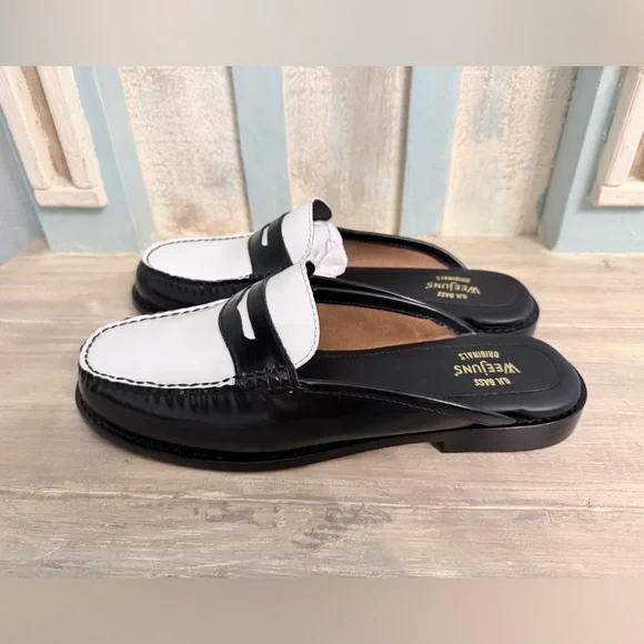 G.H. Bass & Co. Black and White Women's Loafers - Picture 2 of 7
